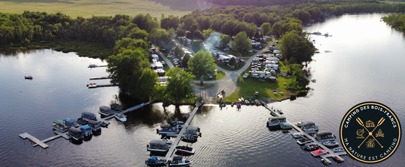 Camping des bois francs 2023 - bannière + logo