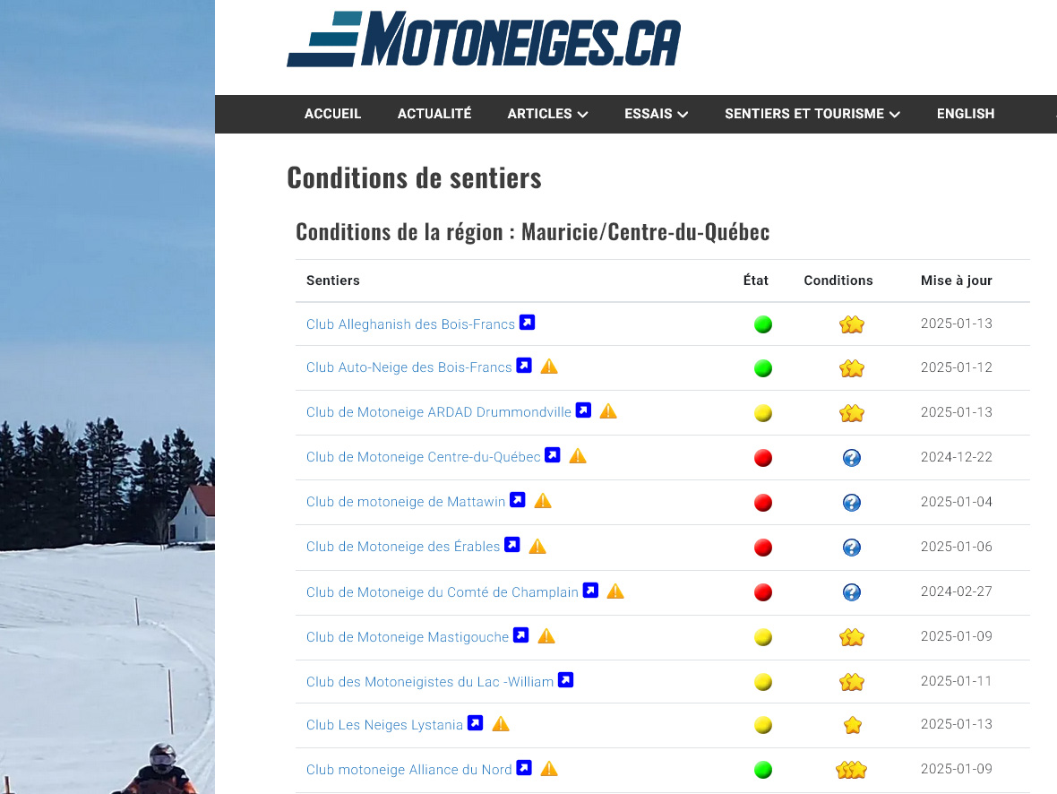 Explorez la carte des sentiers de motoneige!