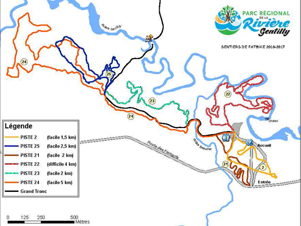 Blogue_FatBike_Carte Carte des sentiers de Fat Bike du Parc de la rivière Gentilly